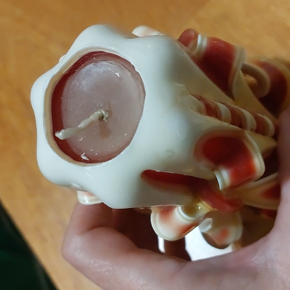 Vintage Hand-Carved Ribbon Candle • Layered Wax • Christmas Decor - Picture 4 of 5